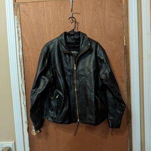 UNIK Black Leather Zip-Front Jacket